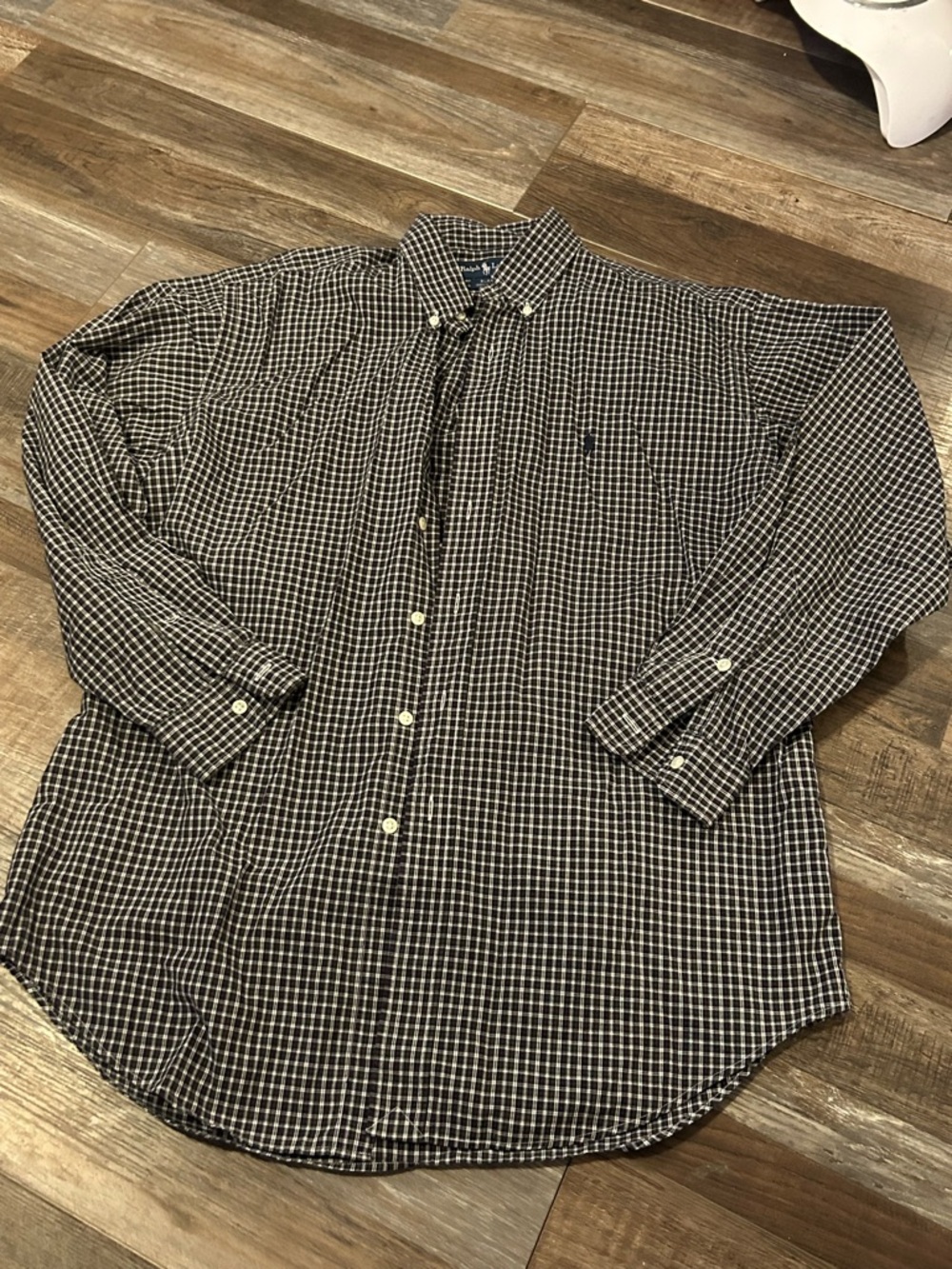 $19 sale Ralph Lauren Blake Shirt Mens 16 36/37 Blue Check Pony Logo Button Dow